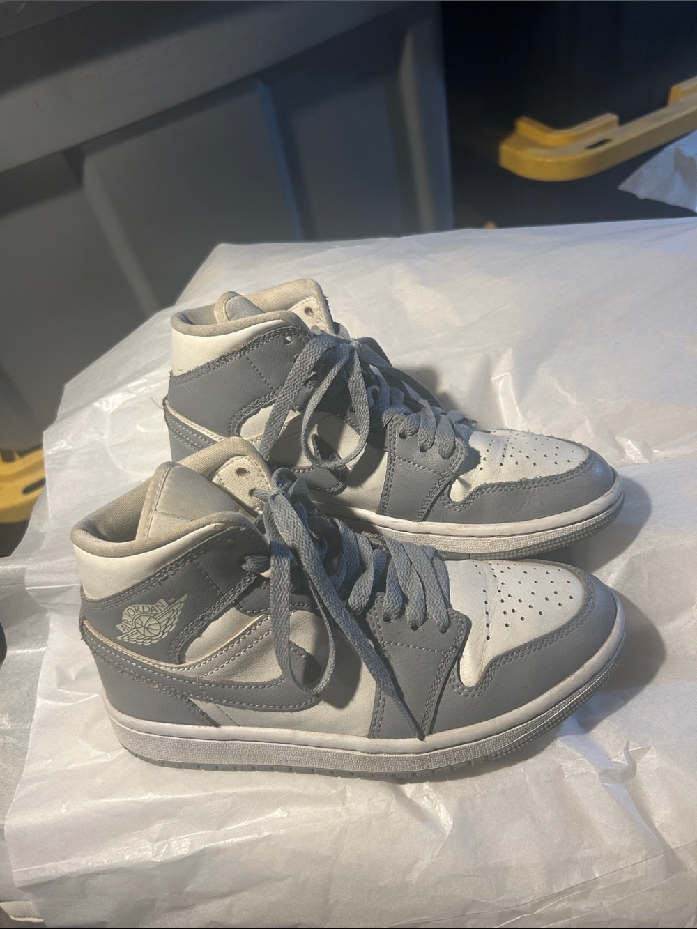 Nike Kids High-Top Sneakers in Gray and White